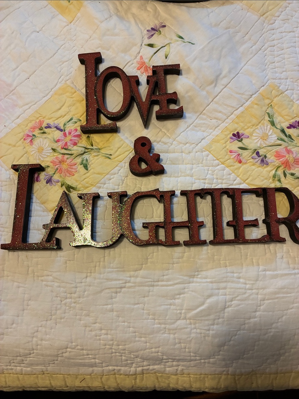 Love & Laughter Red Glitter Wall Decor